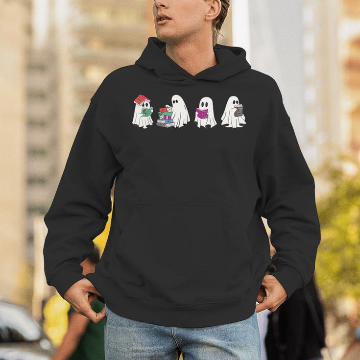 Cute Ghosts Reading Books Lover Spooky Season Halloween Unisex Hoodie