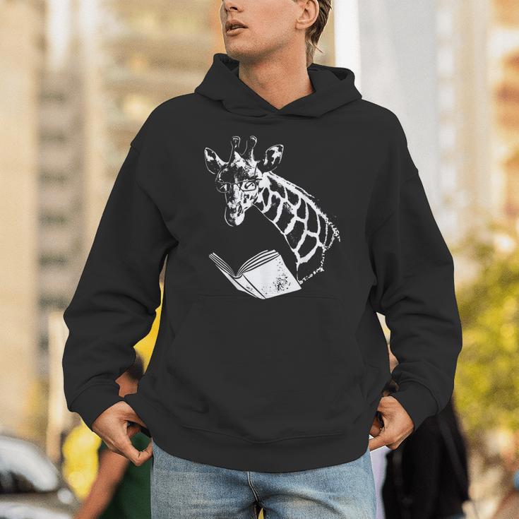 Cute Giraffe Wear Glasses Reading Book Librarian Bookworm Unisex Hoodie
