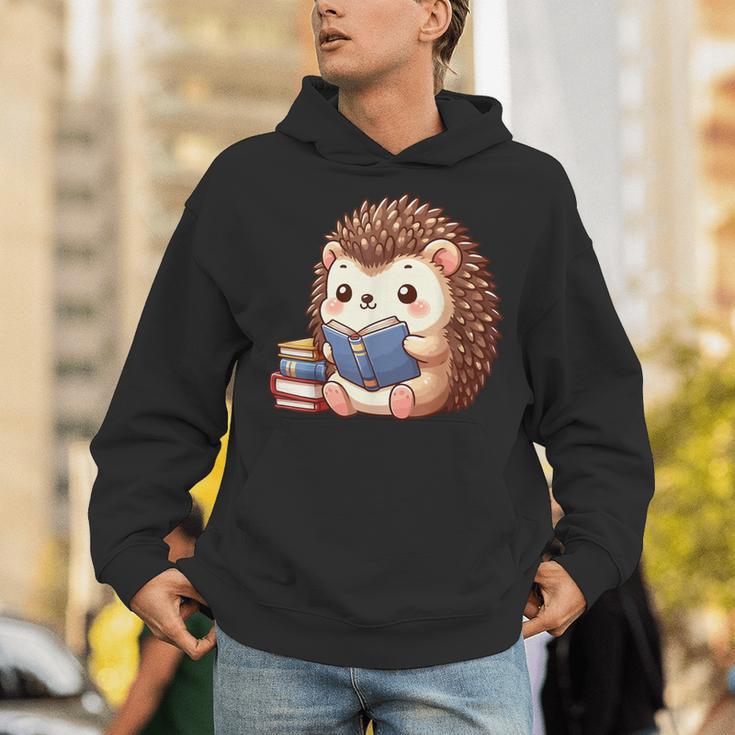Cute Hedgehog Book Lover Readers Animal Reading Unisex Hoodie