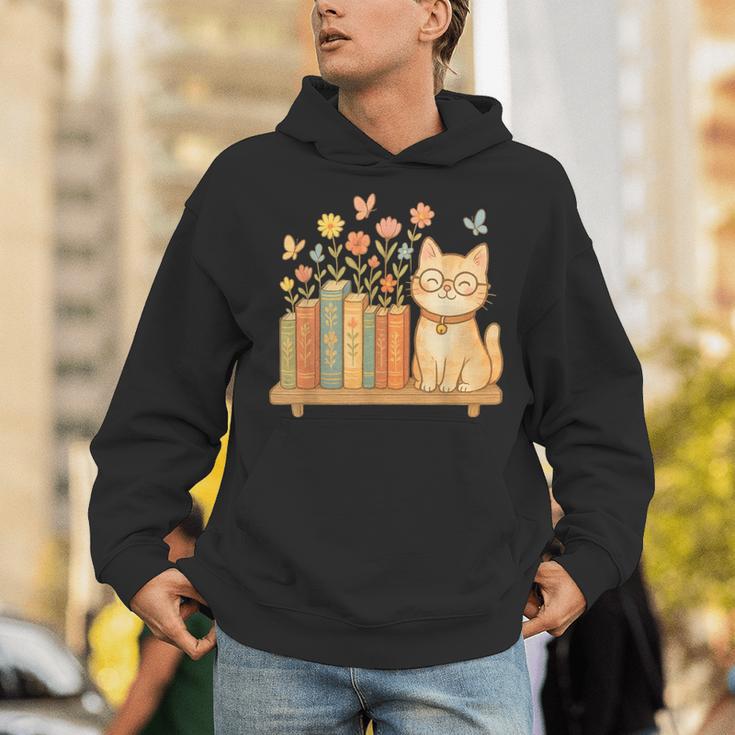 Cute Kawaii Cat Books Flowers Unisex Hoodie