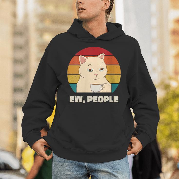 Ew People Introvert Cat Lover Crazy Colorful Cat Lady Unisex Hoodie