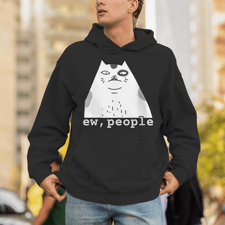 Ew People Introvert Sayings Sarcastic Cat Quote Unisex Hoodie