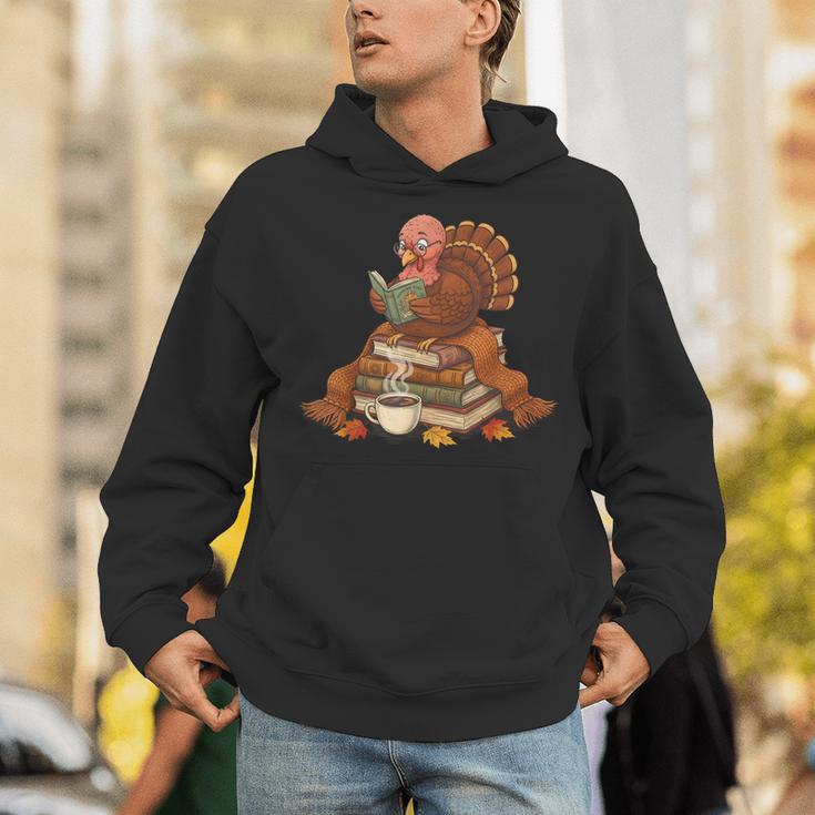 Fall Book Vintage Turkey Thanksgiving Reading Book Lovers Unisex Hoodie