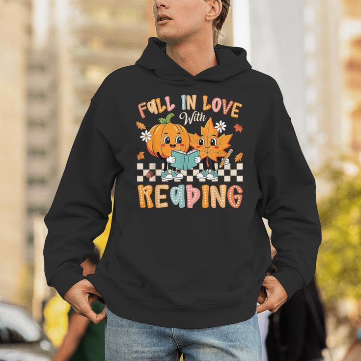 Fall In Love With Reading Thanksgiving Pumpkin Book Lover Unisex Hoodie