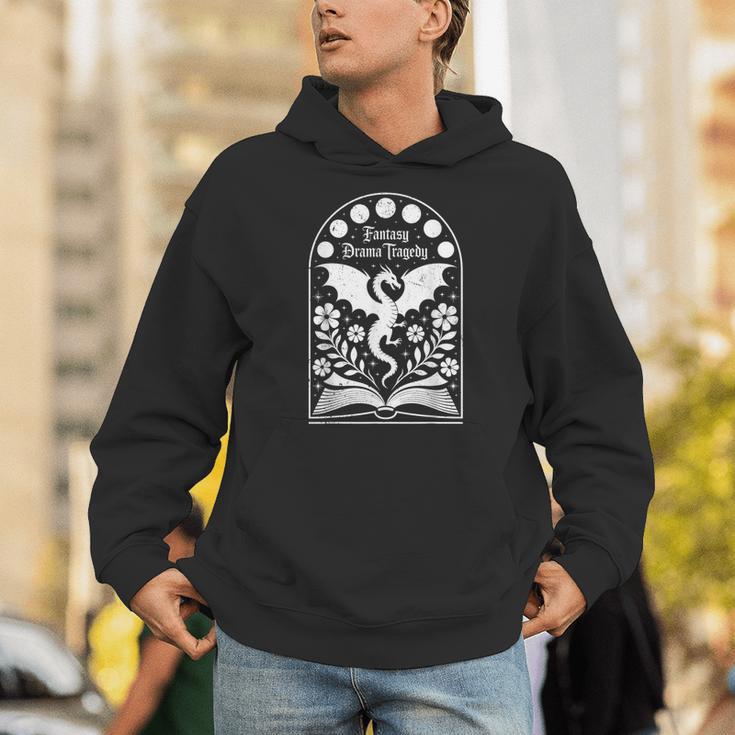 Fantasy Drama Tragedy Dragon Book Magic Gothic Moon Phases Unisex Hoodie Fantasy Drama Tragedy Dragon Book Magic Gothic Moon Phases Unisex Hoodie