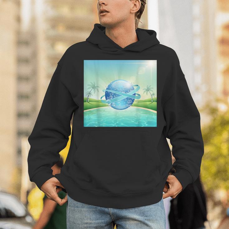 Frutiger Aero Y2k Aesthetic Palm Trees Cyber Beach World Unisex Hoodie