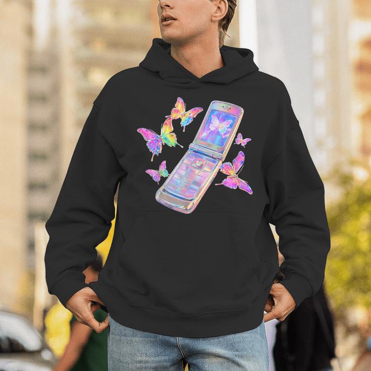 Frutiger Aero Y2K Chrome Phone Butterfly Unisex Hoodie Frutiger Aero Y2K Chrome Phone Butterfly Unisex Hoodie