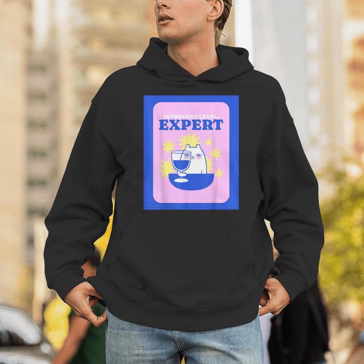 Fun Cute Introvert Cat Character With Wine Unisex Hoodie