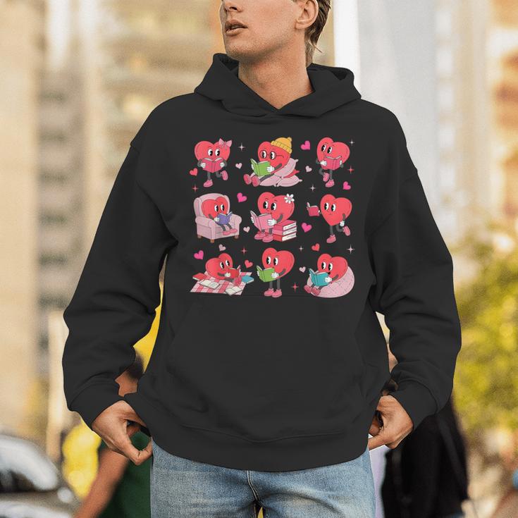Hearts Reading Book Lovers All Booked For Valentine Unisex Hoodie