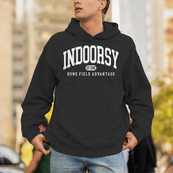 Indoorsy Vintage Varsity Style Introvert Unisex Hoodie