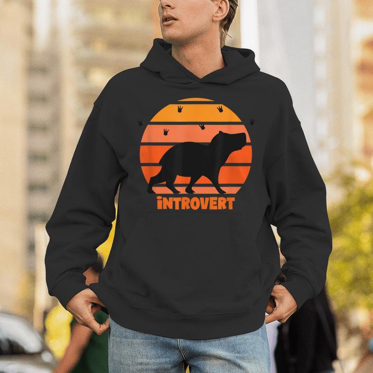 Introvert Retro Sunset Capybara Tee Unisex Hoodie