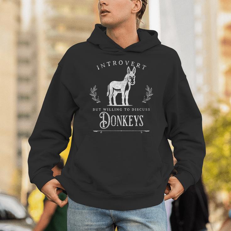 Introvert But Willing To Discuss Donkeys Vintage Retro Unisex Hoodie