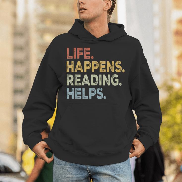 Life Happens Reading Helps Book Lovers Vinage Unisex Hoodie Life Happens Reading Helps Book Lovers Vinage Unisex Hoodie