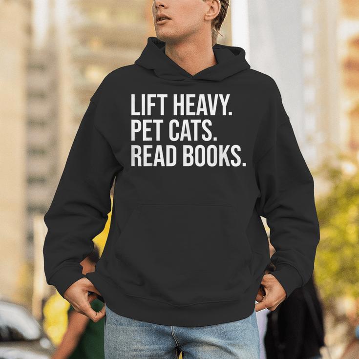 Lift Heavy Pet Cats Read Books Gym Workout Weight Lifter Unisex Hoodie