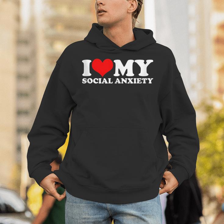 I Love My Social Anxiety Heart Humor Introvert Statement Unisex Hoodie