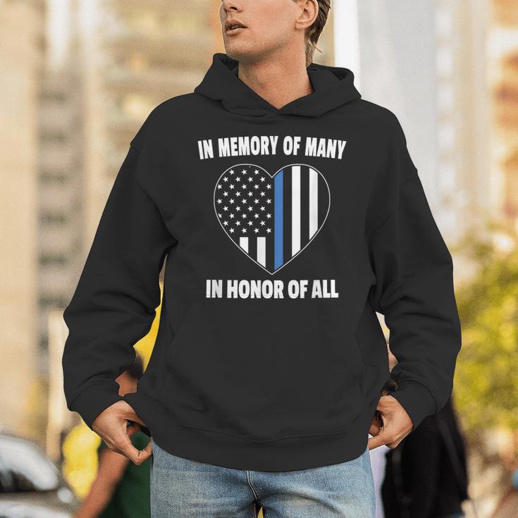 In Memory Of Many Honor Of All Blue Line American Flag Hear Unisex Hoodie In Memory Of Many Honor Of All Blue Line American Flag Hear Unisex Hoodie