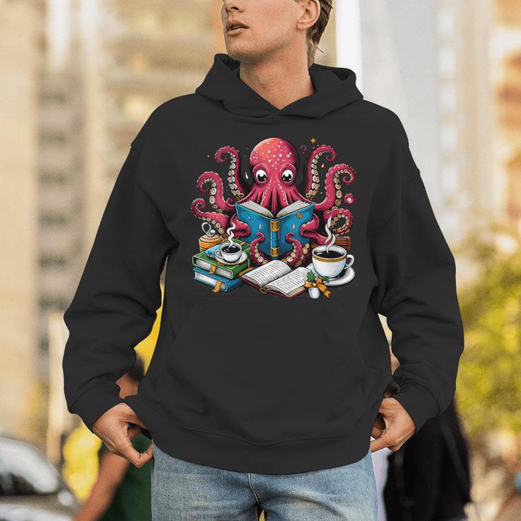 Octopus Reading Book Coffee Lover Bookaholic Bookworm Reader Unisex Hoodie Octopus Reading Book Coffee Lover Bookaholic Bookworm Reader Unisex Hoodie