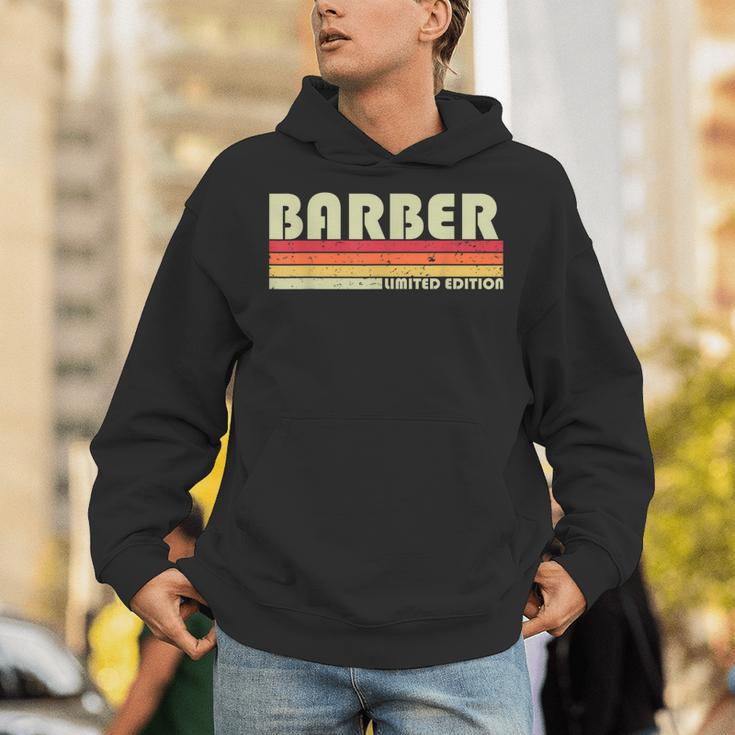 Personal Christmas Retro Vintage Graduation BARBER Job Title Profession Birthday Worker Idea Unisex Hoodie