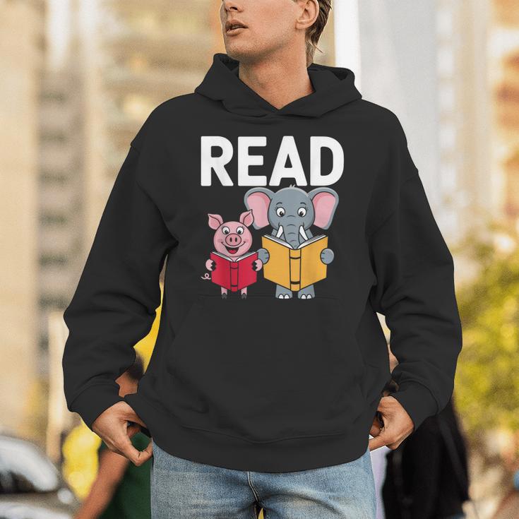 Pig Elephant Reading Cute Book Lover Bookworm Boys Girls Kid Unisex Hoodie Pig Elephant Reading Cute Book Lover Bookworm Boys Girls Kid Unisex Hoodie