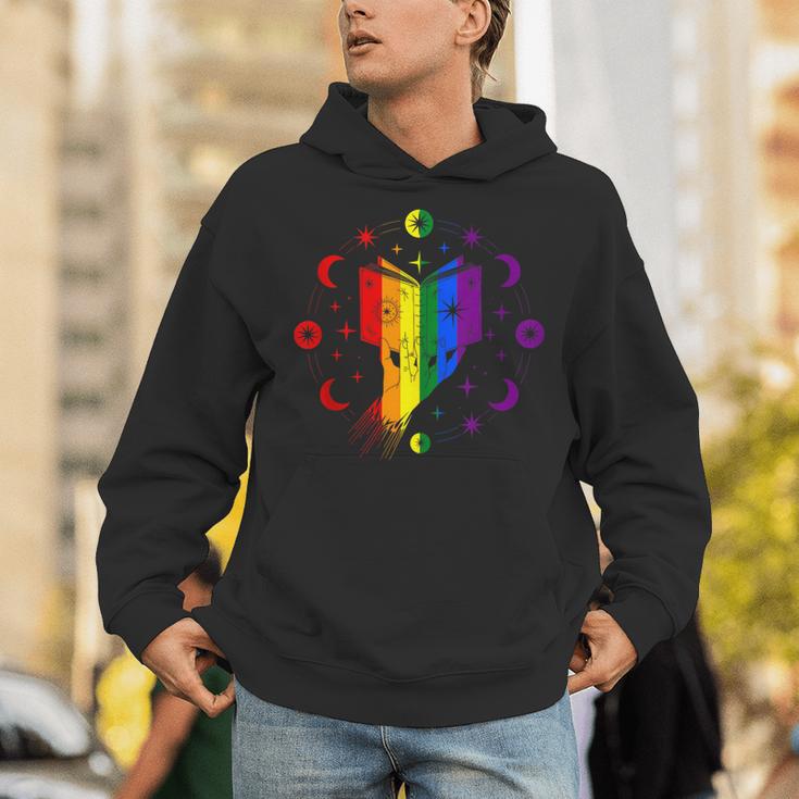 Rainbow Book With Stars And Moon Phases Gay Pride LGBT Unisex Hoodie