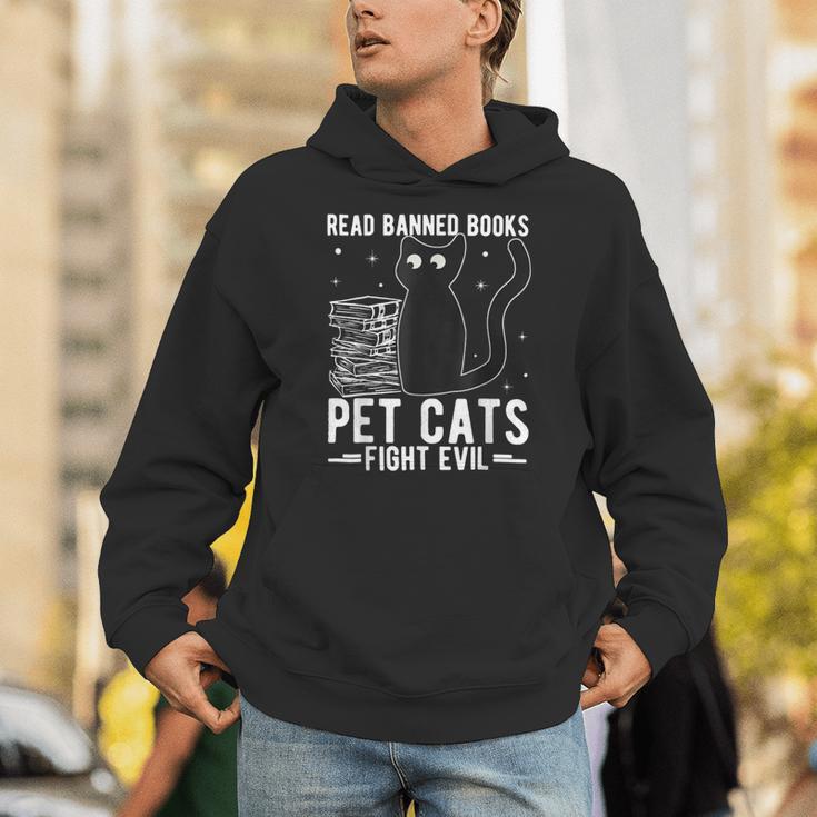 Read Banned Books Pet Cats Fight Evil Read Banned Books Unisex Hoodie