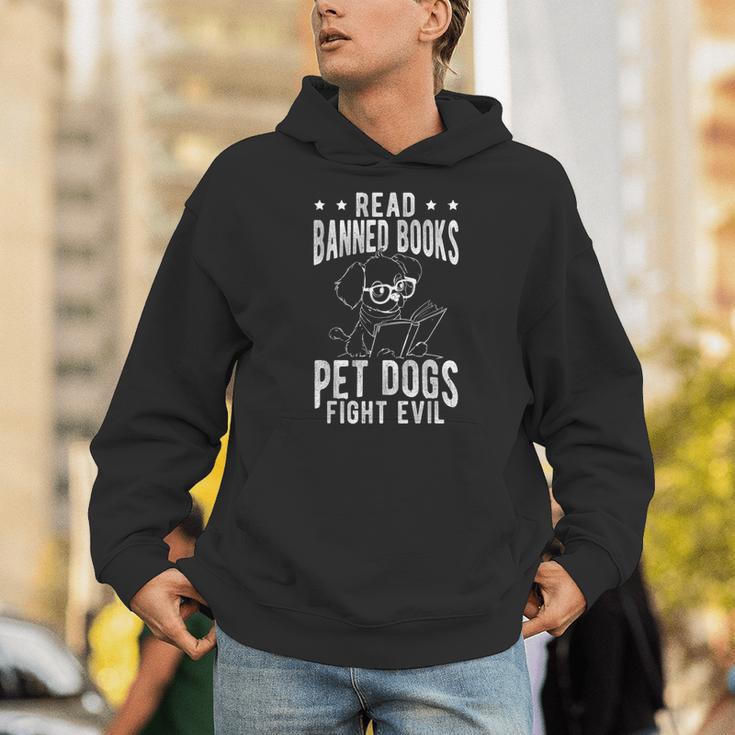 Read Banned Books PET DOGS FIGHT EVIL Read Books Reader Unisex Hoodie