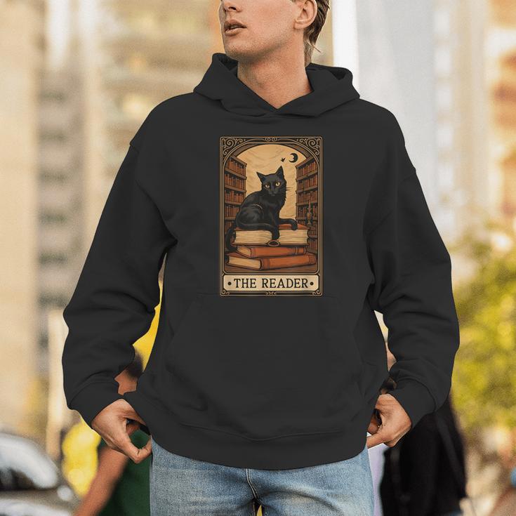 The Reader Cat Book Reading Halloween Tarot Card Unisex Hoodie