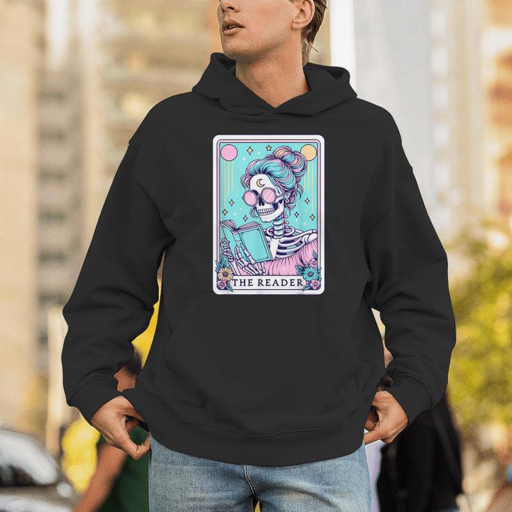 The Reader Retro Reading Skeleton Books Flowers Tarot Card Unisex Hoodie