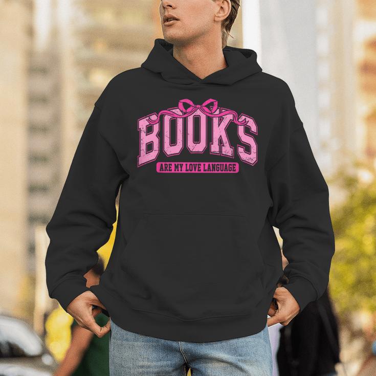 Retro Pink Coquette Bow Valentine Book Lover Varsity Unisex Hoodie Retro Pink Coquette Bow Valentine Book Lover Varsity Unisex Hoodie