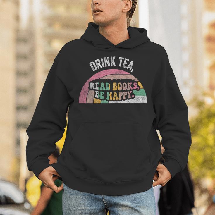 Retro Vintage Drink Tea Read Books Be Happy Reading Unisex Hoodie