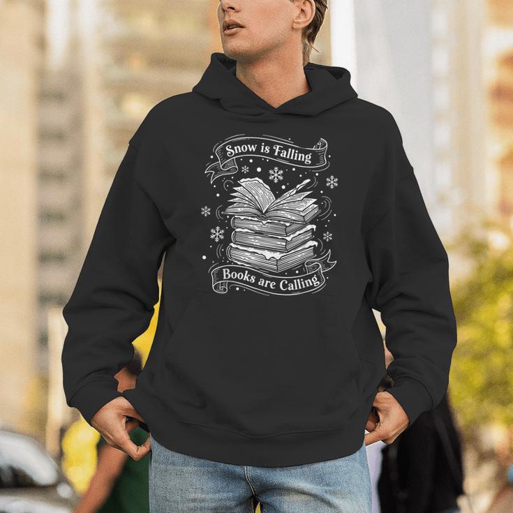 Snow Is Falling Books Are Calling Winter Reading Unisex Hoodie