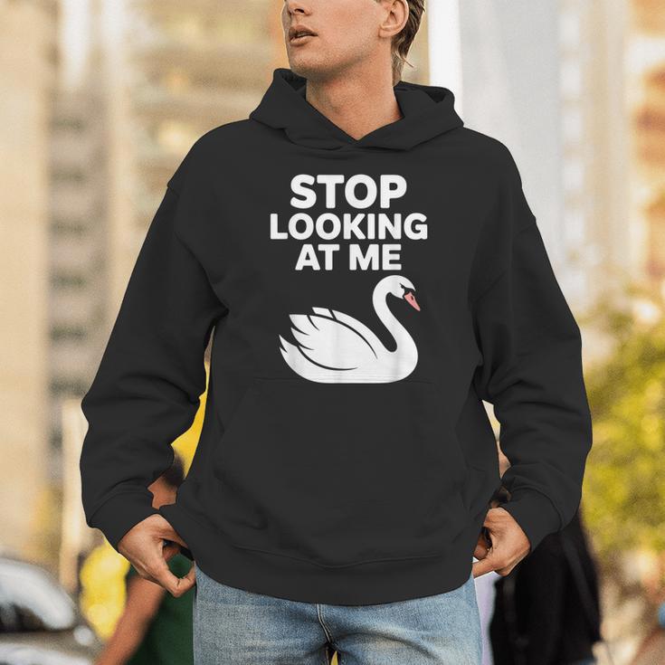 Stop Looking At Me Swan Introvert Humor Unisex Hoodie