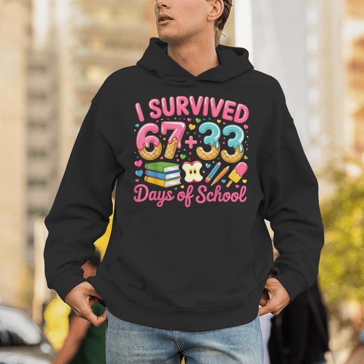 Survived 67 Days Of School Ice Cream Drip Apple Pencil Book Unisex Hoodie
