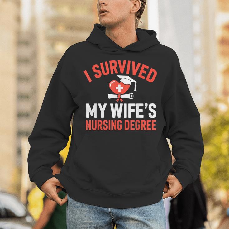 I Survived My Wife's Nursing Degree Rn Graduation Nurse Unisex Hoodie