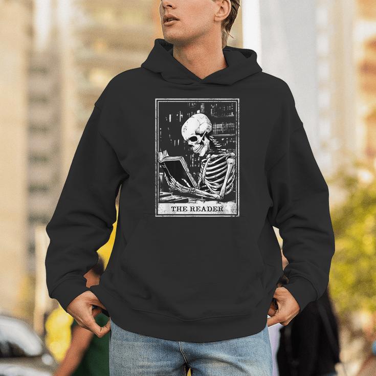 Tarot Card Shirt The Reader Tarot Skeleton Reading Book Unisex Hoodie
