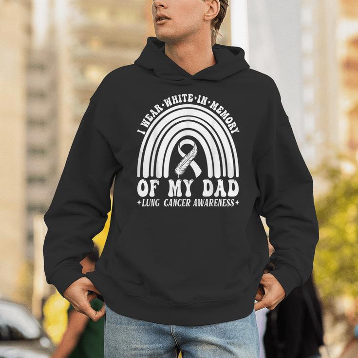 I Wear In Memory Of Dad Lung Cancer Awareness Ribbon Unisex Hoodie