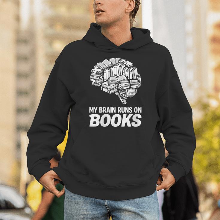 Women's My Brain Runs On Books Reading Bookworm Men Women Unisex Hoodie