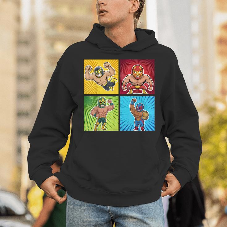 Wrestling Comic Book Wrestler Mexican Lucha Libre Mask Unisex Hoodie