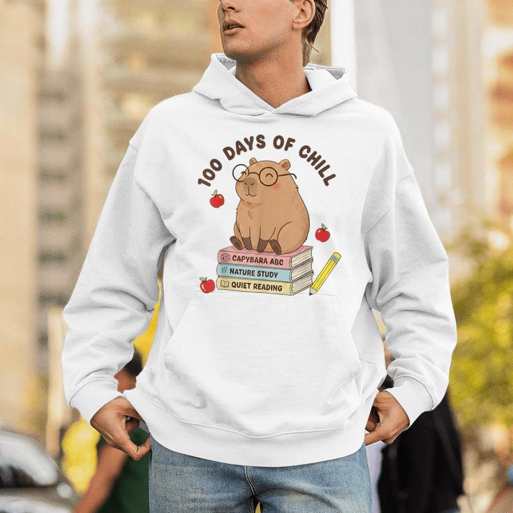 100 Days Of Chill Cute Capybara School Book Lover Unisex Hoodie
