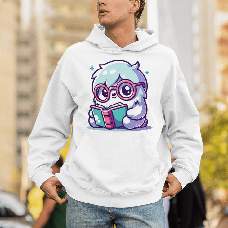 Adorable Book Lover Yeti With Reading Glasses Cute Unisex Hoodie