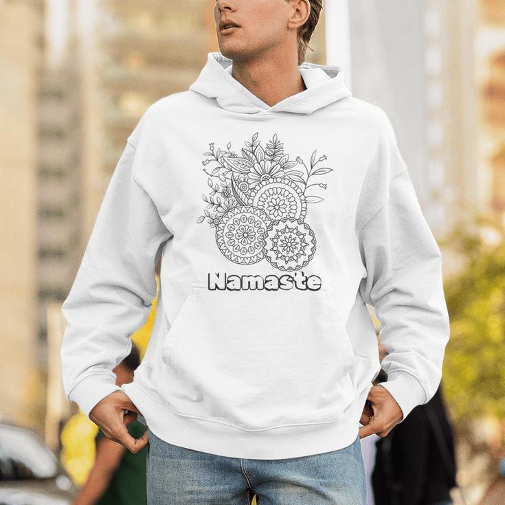 Adult Coloring Book Namaste Yoga Flowers Unisex Hoodie