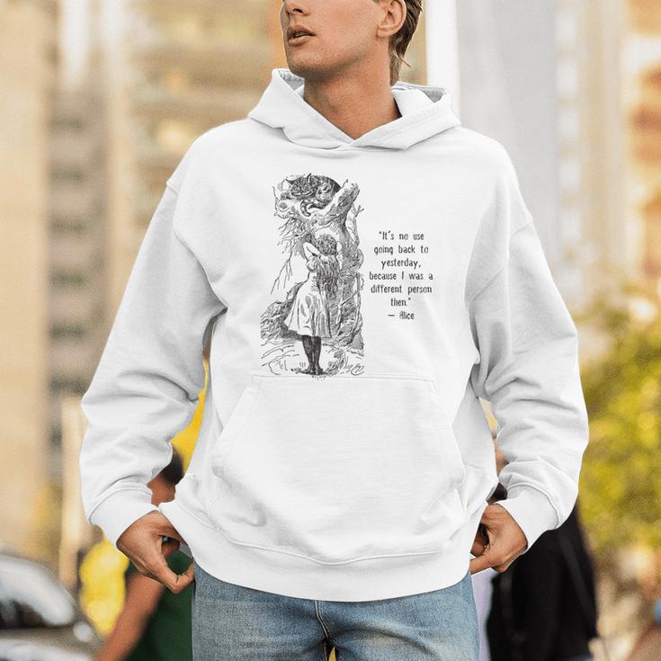 Alice Adventures Wonderland Vintage Book Quote Lewis Carrol Unisex Hoodie