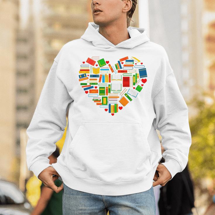 Book Lover Librarian Books Heart Valentine Unisex Hoodie
