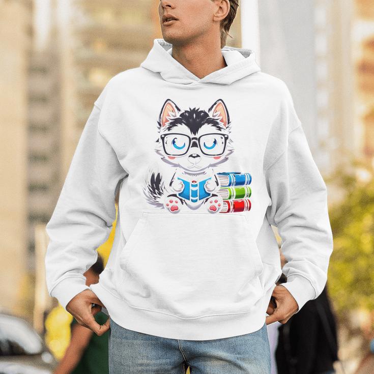 Book Lover Reading Husky Dog Unisex Hoodie