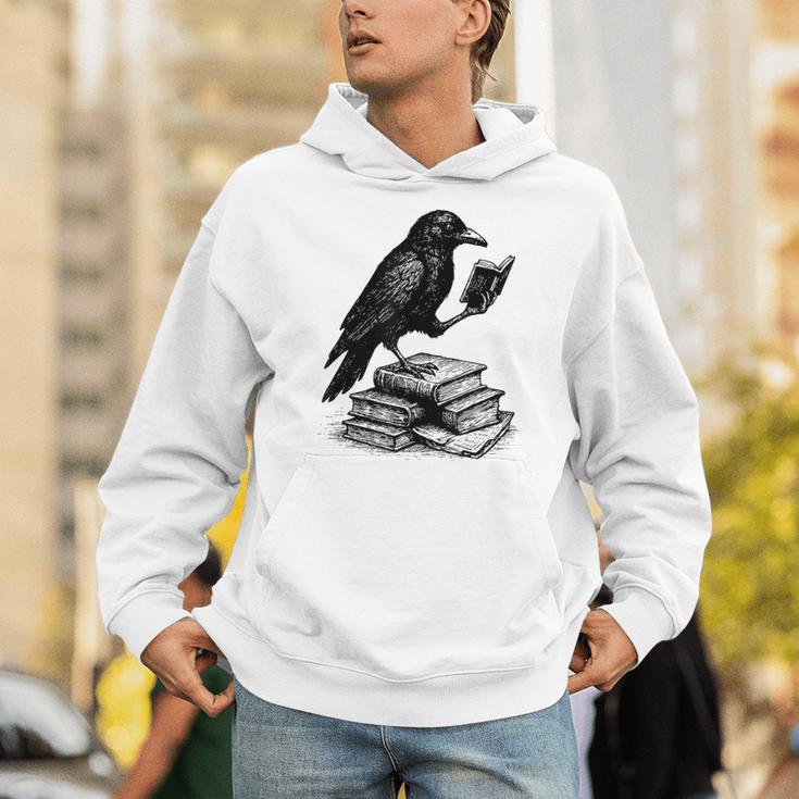 Book Raven Vintage Dark Academia Literature Reading Unisex Hoodie