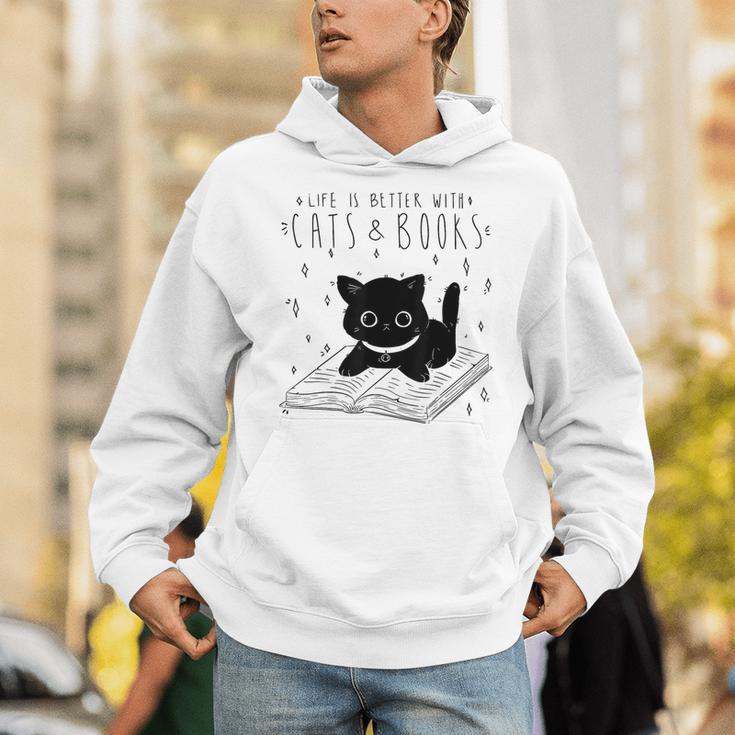 Cat Book For Women Life Is Better With Cats And Books Unisex Hoodie