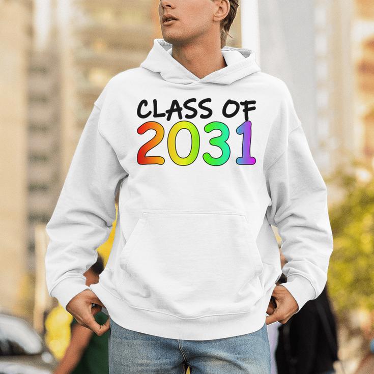 Class Of 2031 Pre-K -12th Grade Hand Prints Space Graduation Unisex Hoodie