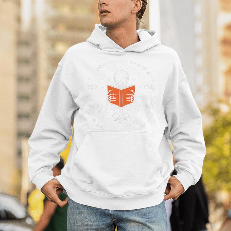 Cool Read Books Be Kind Stay Weird Skeleton Reading Unisex Hoodie