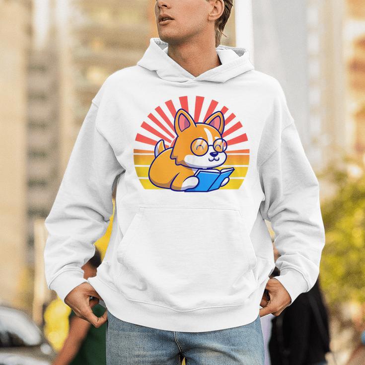 Corgi Dog Reading Book Book Lover Dog Lover Unisex Hoodie