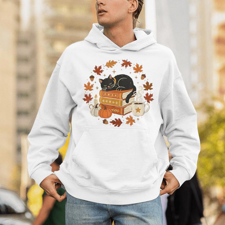 Cute Cat Fall In Love With Reading Book Cat Lover Librarian Unisex Hoodie